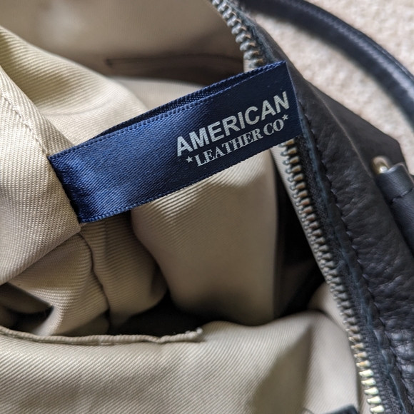 American Leather Co. Jamestown Black Double Top Handle Shoulder Crossbody Bag - Picture 8 of 16